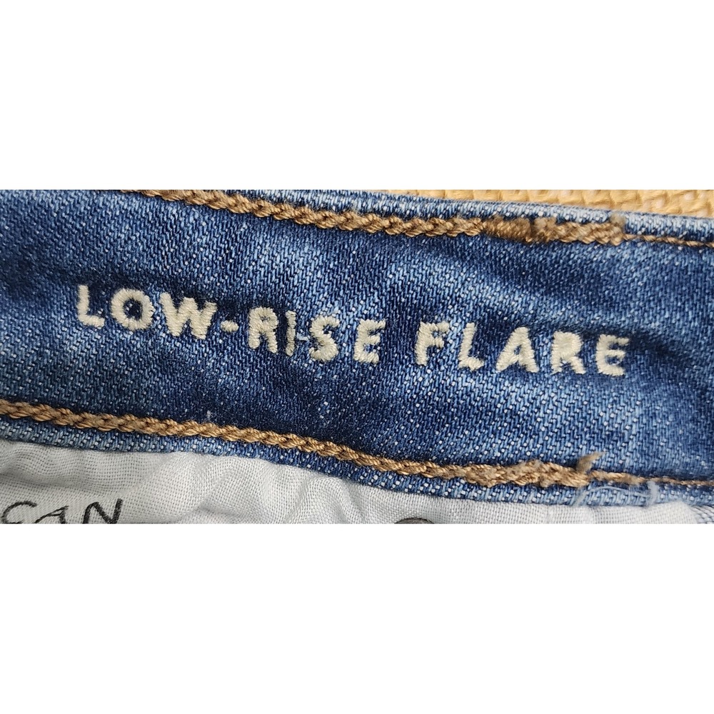 American Eagle Outfitters Womens Low Rise Flare Jeans Blue Floral Size 18 Long - Picture 7 of 11